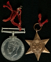 B. Harvey : (L to R) 1939-45 War Medal; 1939-45 Star